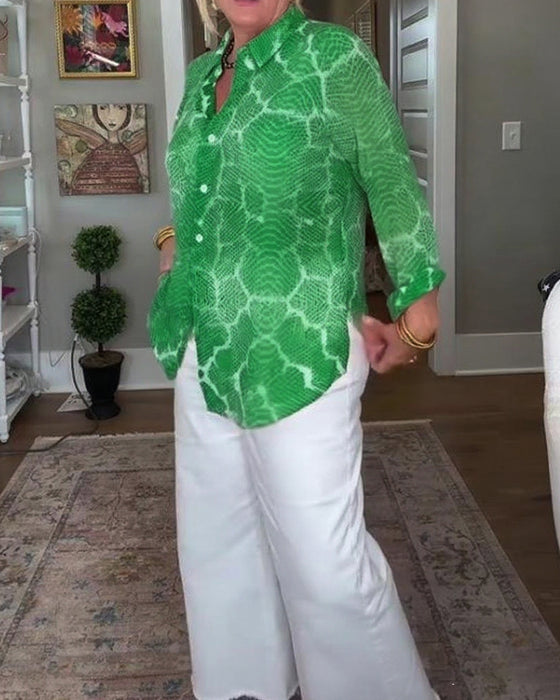 Blus Med Knappad Och Texturerad Egenskaper