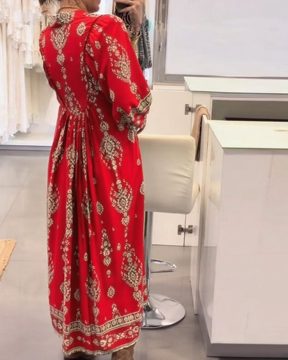 Klänning avslappnad tryck med lös ficka