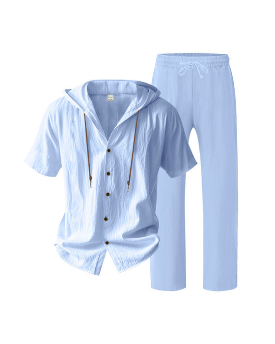 Herr Lättvikt Huvad Tvådelad Set För Sommar Casual Klädsel