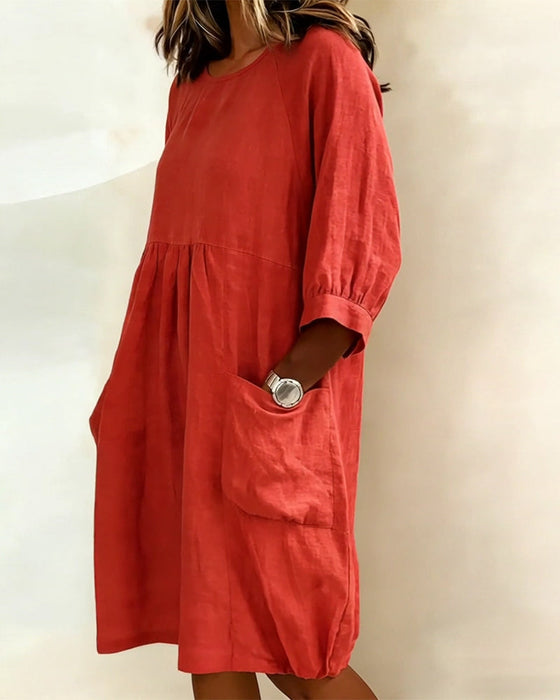 Klänning Trekvartsärm Löst