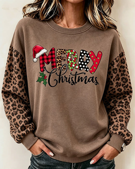 Sweatshirt Rund Hals Leopardtryck