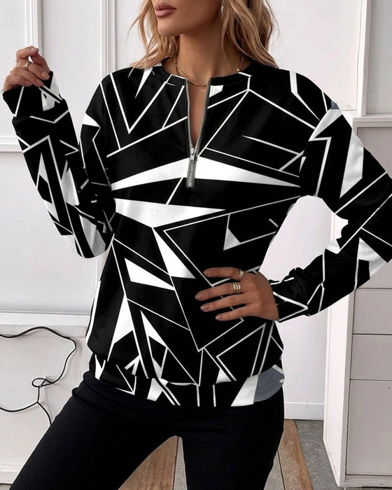 Sweatshirt Casual Dragkedja Lång Ärm