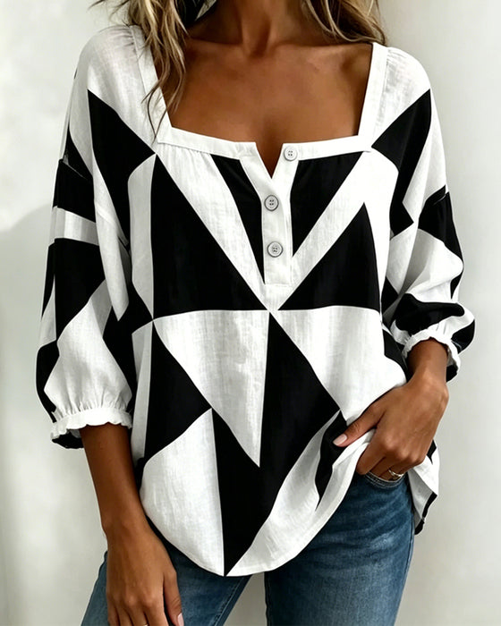 Blus Casual Geometrisk Tryck
