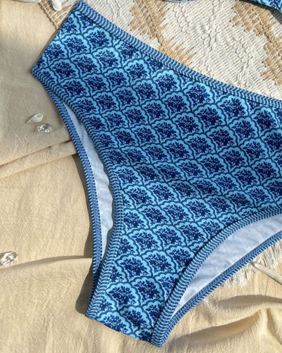 Bikini Sexig Hängslen Triangel Mönster