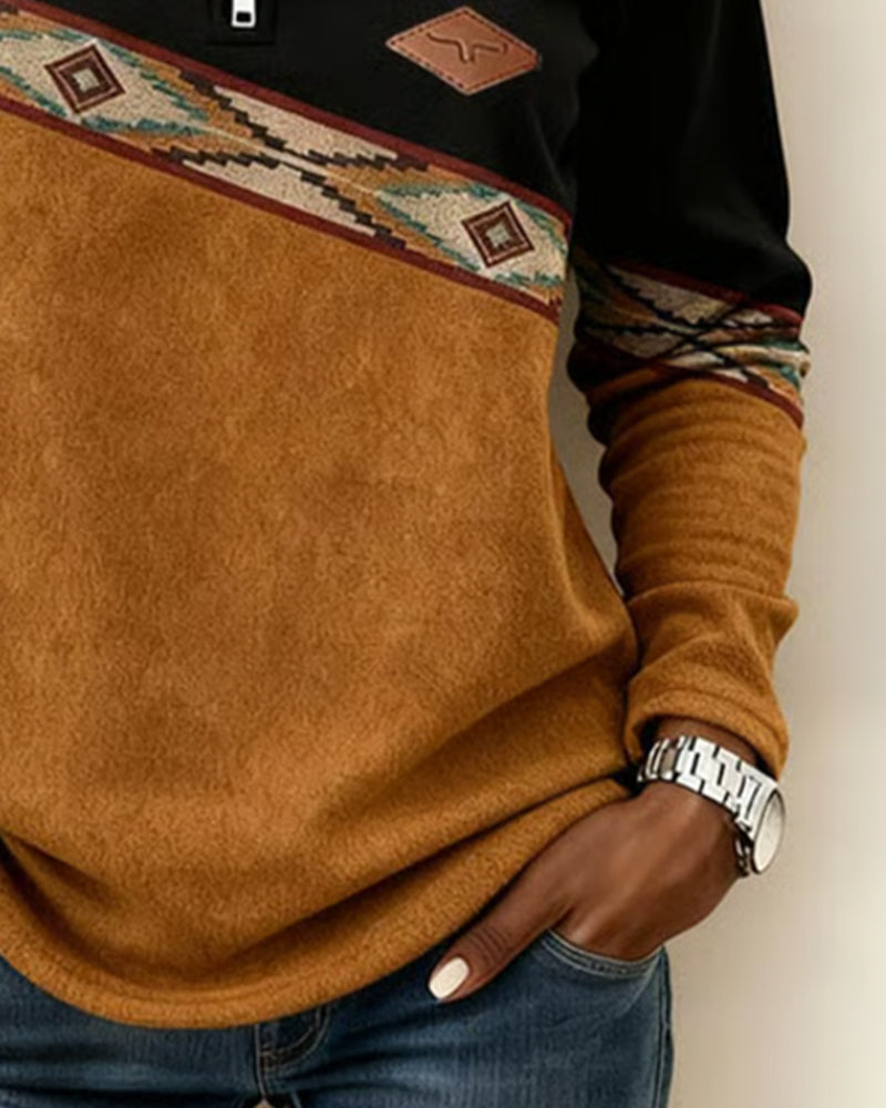 Retro Hoodie Med Halvblix Och Krage