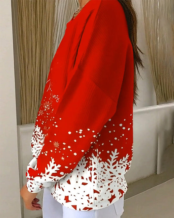 Swearshirt Med Julgranstryck Och Rund Halsringning