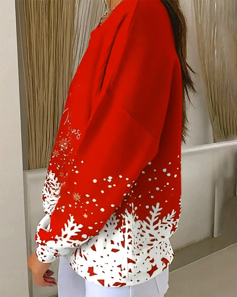 Swearshirt Med Julgranstryck Och Rund Halsringning