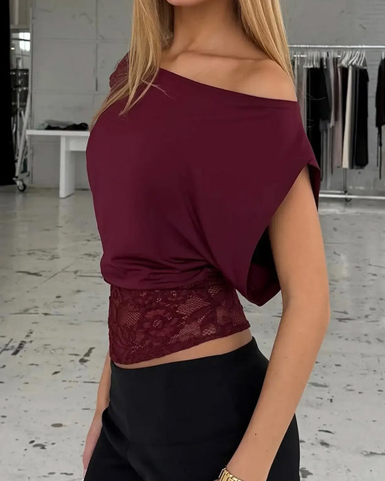 Blusar Off-Shoulder Chic Spets Lapptäcke