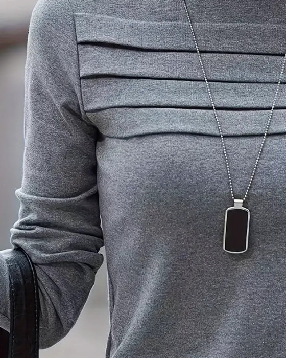 Topp Slim Fit Plisserad Lång Ärm