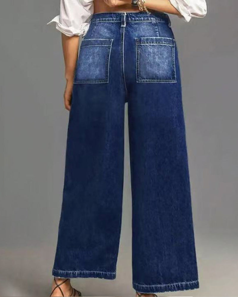 Byxa Dam Casual Hög Midja Bred Benslut