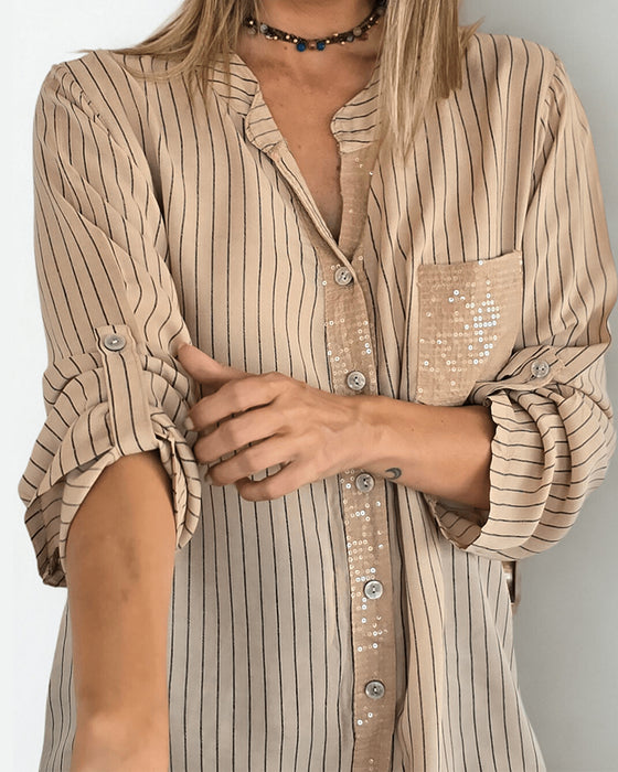 Skjorta Mode Paljett Randig