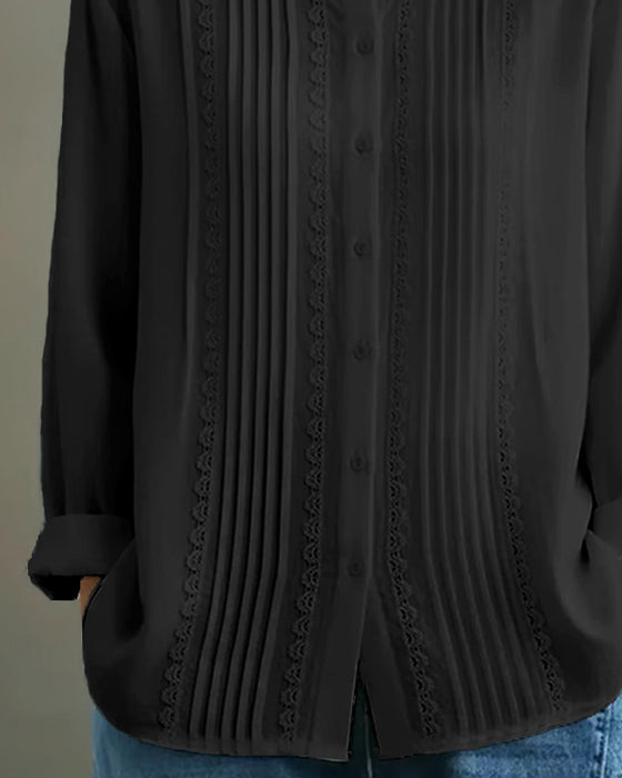 Skjorta Dockkrage Enfärgad Långärmad