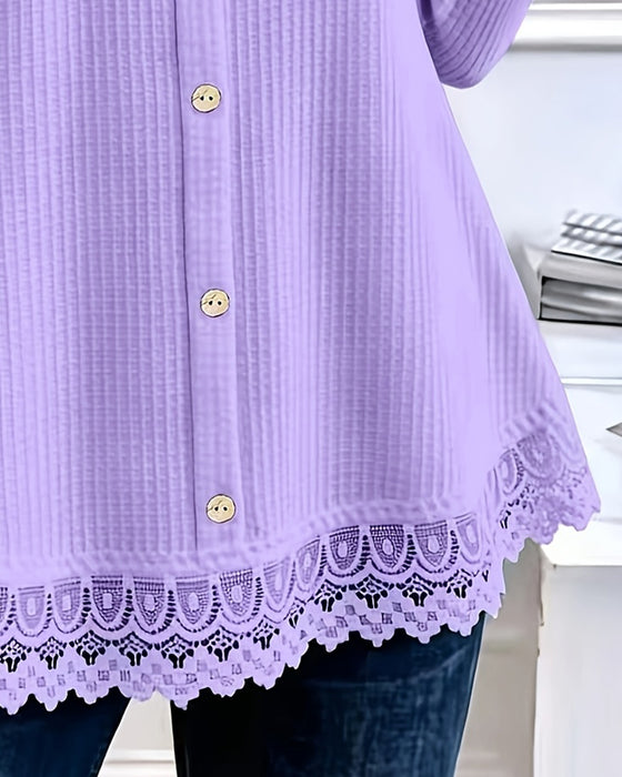 T-Shirt Lång Ärm Våffla Patchwork