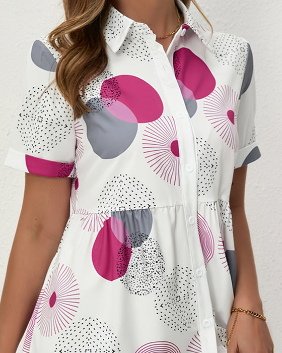 Klänning Polka Dot Tryck Skjorta