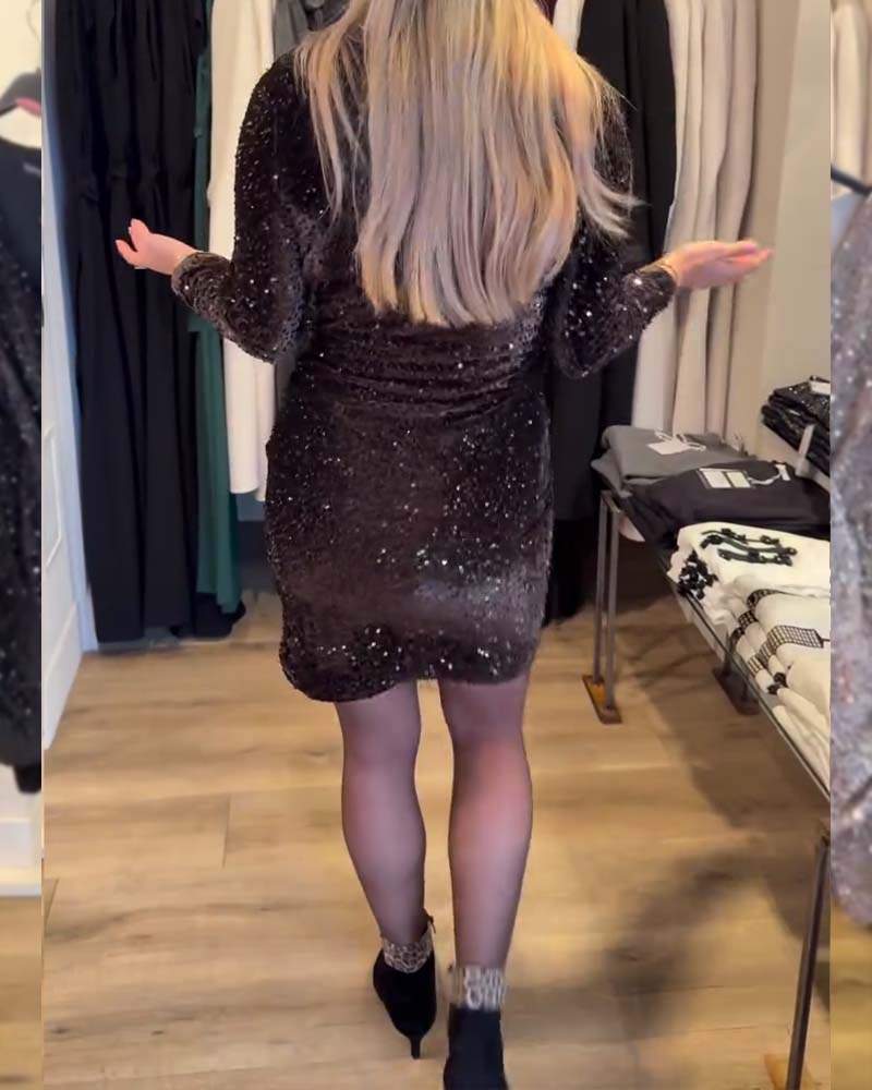 Långärmad Slim-Fit Bodycon-Klänning