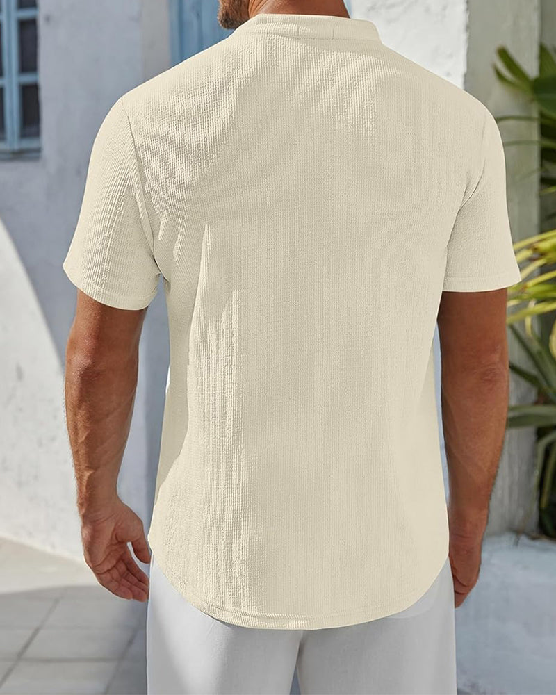 Skjorta Enfärgad Lös Henley