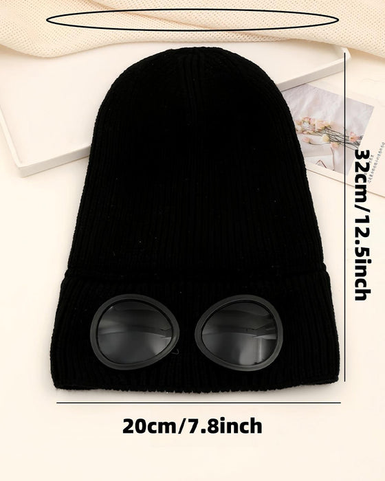 Unisex Enfärgad Goggle-lins Designad Beanie Mössa