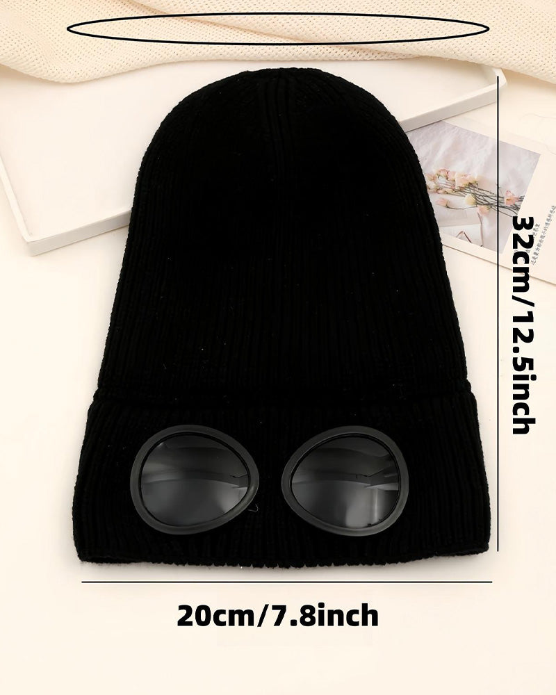 Unisex Enfärgad Goggle-lins Designad Beanie Mössa