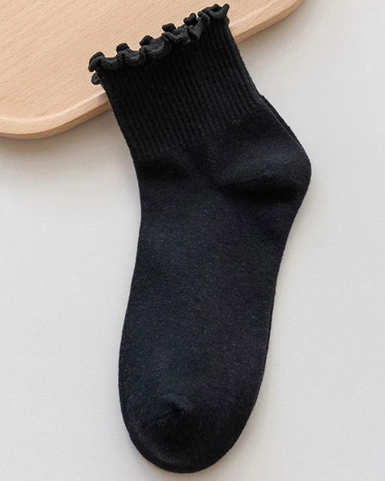 Sockor Dam Rynkad Kant (6 Par)