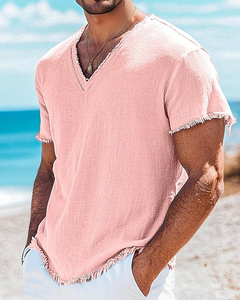 T-Shirt Herr Solid Kort Ärm