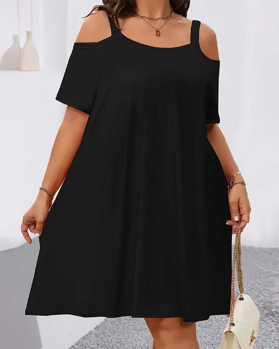 Klänning Enfärgad Off-Shoulder A-Linje