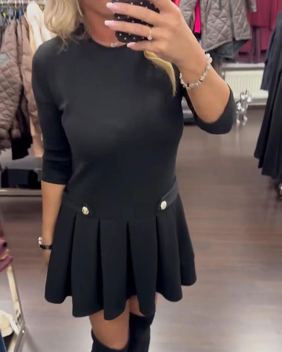 Klänning Elegant Slimmande Veckad