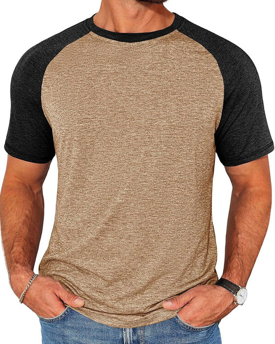 T-Shirt Kontrast Rund Hals Herr Åtsittande