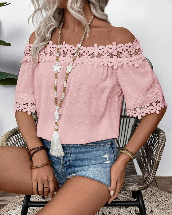 Blus Enaxlig Spets 3d-Blomma