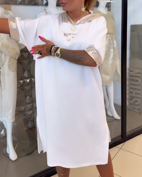 Klänning Huvtröja Enfärgad Lös Slits