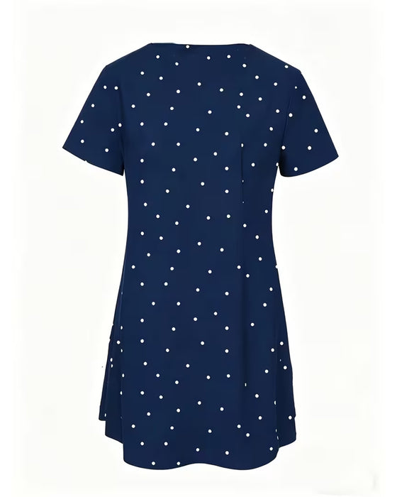 Blus Polka Dot A-Linje Kort Ärm