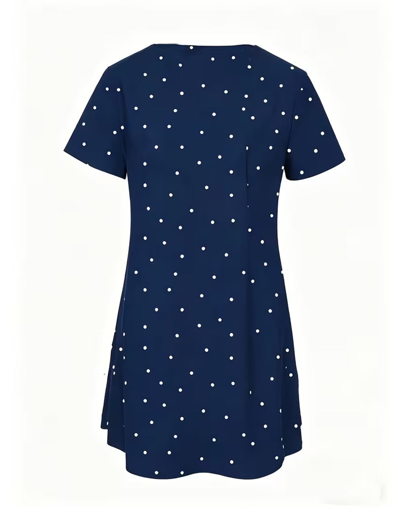 Blus Polka Dot A-Linje Kort Ärm