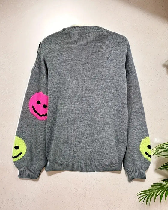 Sweater Med Smiley Och Rund Hals