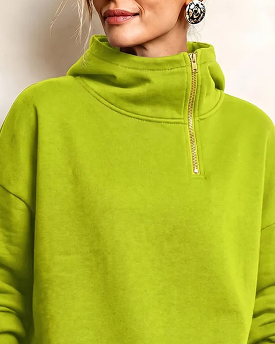 Sweatshirt Polokrage Dragkedja Oregelbunden