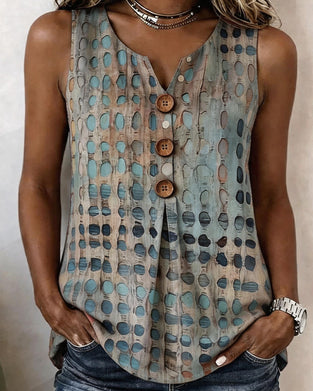 Tank Tops Polka Dot Tryck Ärmlös