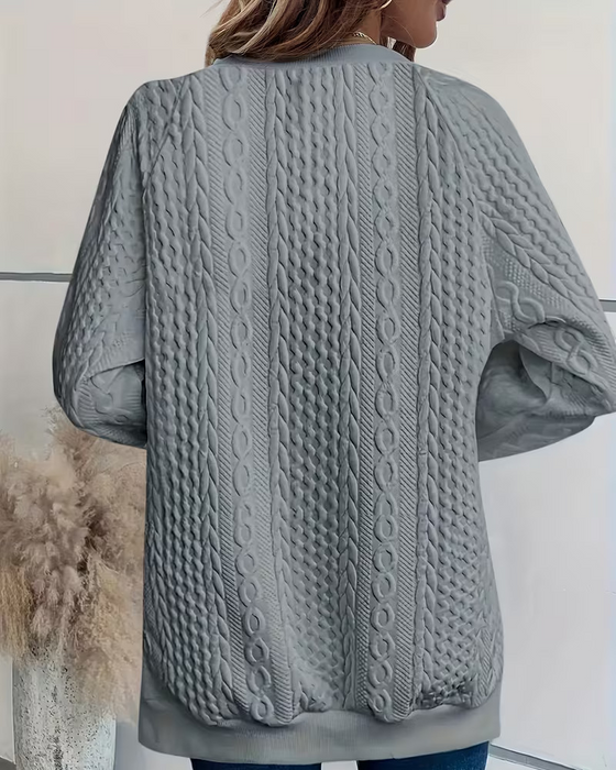 Sweatshirt Rundhals Casual Slits Ficka