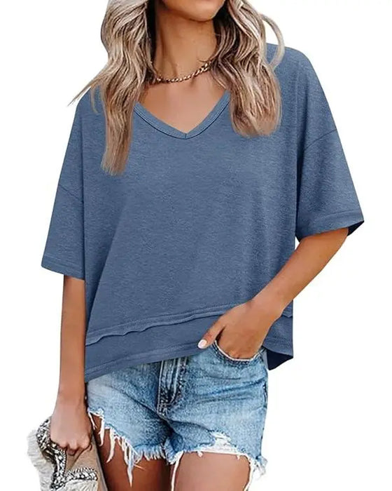 Enfärgad T-Shirt V-Hals