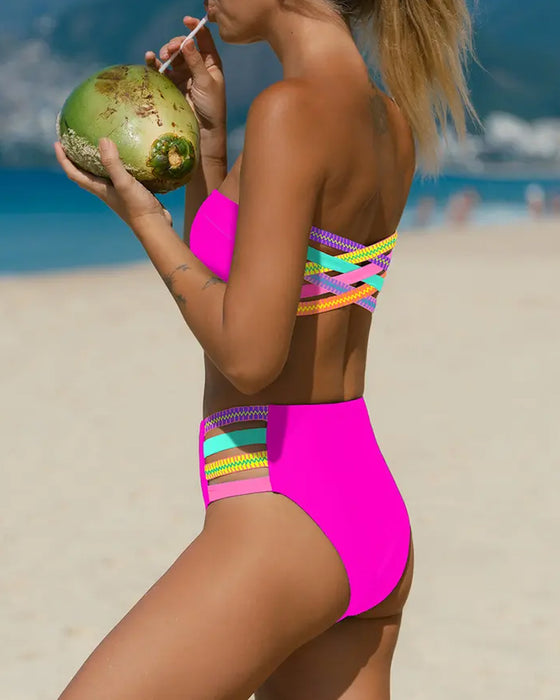 Bikini Neon Kant Bandeau Axelbandslös