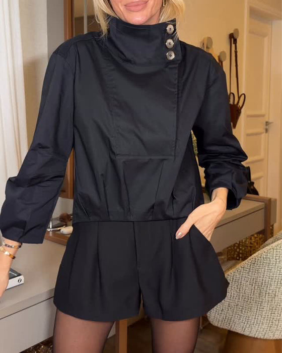 Blus Asymmetrisk Ståkrage Diagonal Knapp
