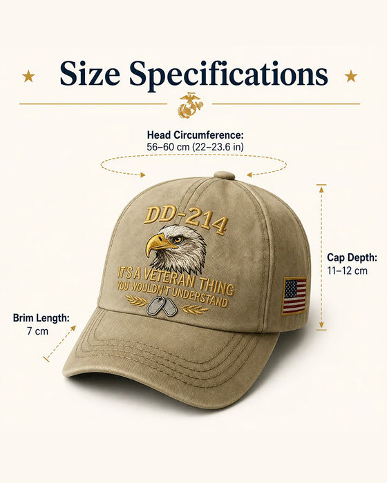 Keps DD-214 Veteran 3D-Broderad