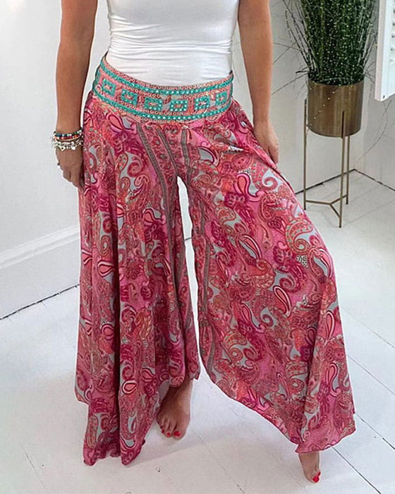 🌸 Mönstrad Avslappnad Halvlång Kjol