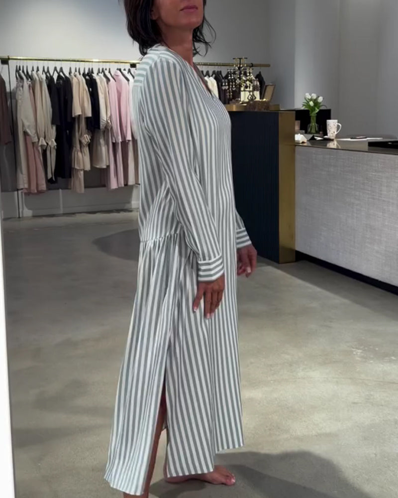 Klänning Randig Sidoslits Maxi