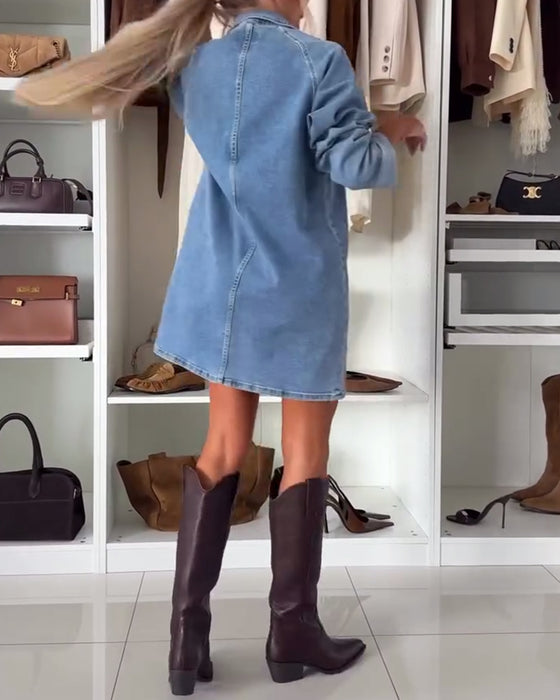 Klänning Löst Sittande Trekvarts Raglanärm