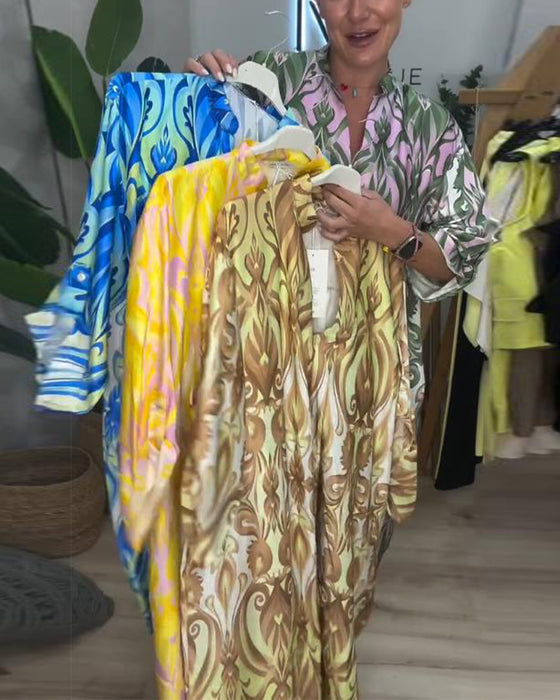 Klänning Puffärm Paisley