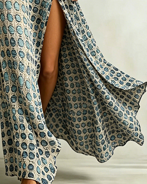 Klädning Off-Shoulder Polka Dot Slits