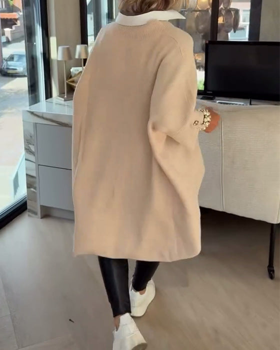 Tröja Med V-Hals, Knäppt Och Asymmetrisk Egenskaper