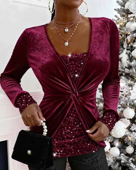 Topp Med Vridna Paljetter Och Lappverk