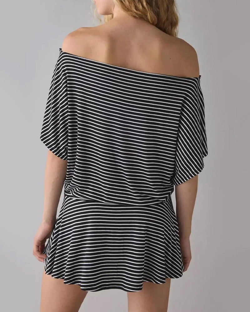 Klänning Off-Shoulder Lös Fladdermus