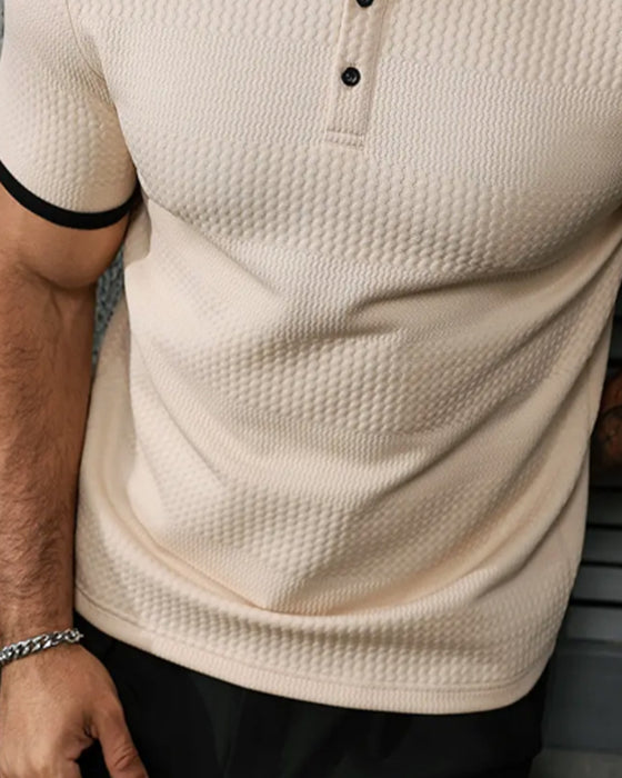 Avslappnad T-shirt Med Krage, Kortsärmad