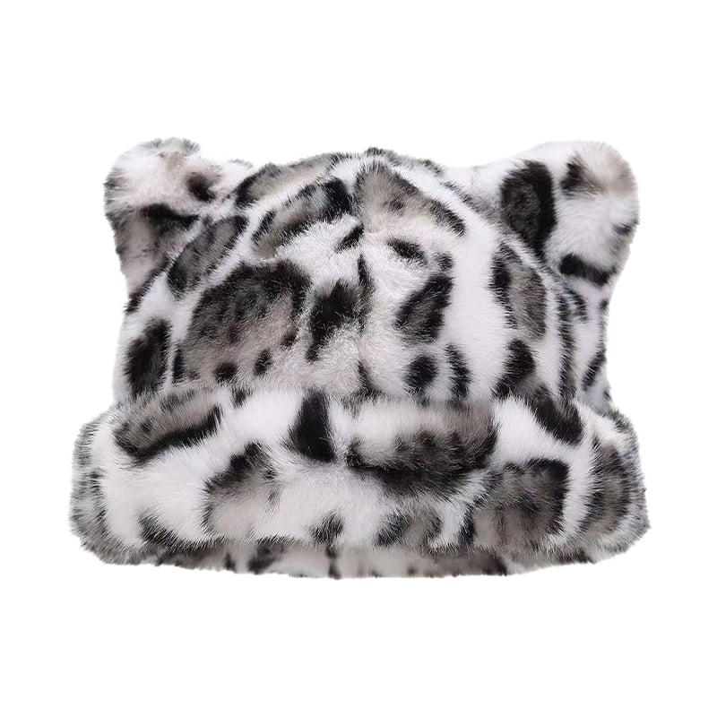 Hatt Leopardmönster Plysch Kattöra