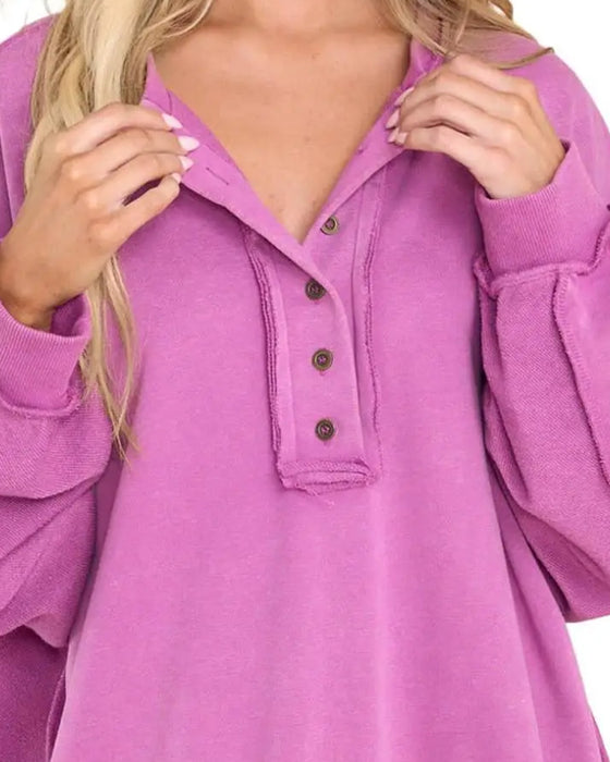 Sweatshirt Knapp Oregelbunden Solid Löss